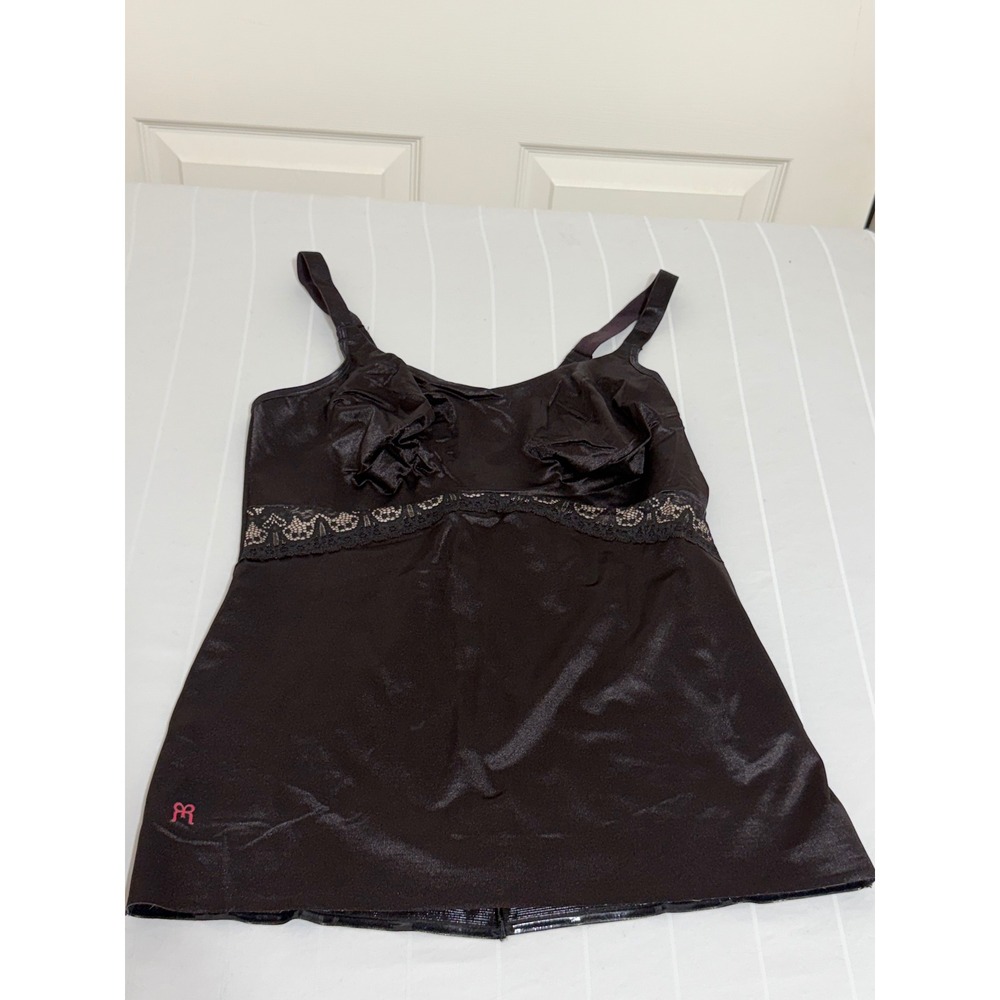 Ruby Ribbon Black Lace Trim Cami Shapewear Top Style 3024 Size 42
